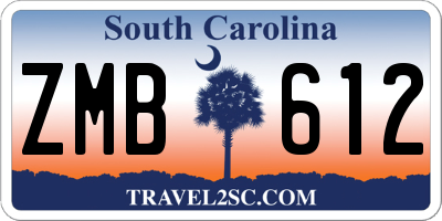 SC license plate ZMB612