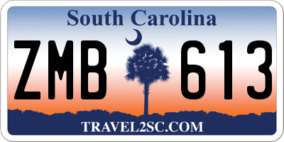 SC license plate ZMB613