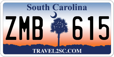 SC license plate ZMB615