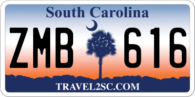 SC license plate ZMB616