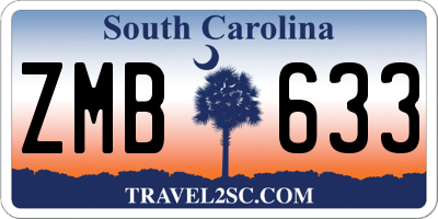 SC license plate ZMB633