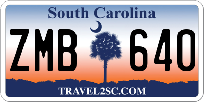SC license plate ZMB640