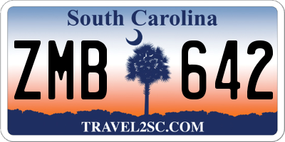 SC license plate ZMB642