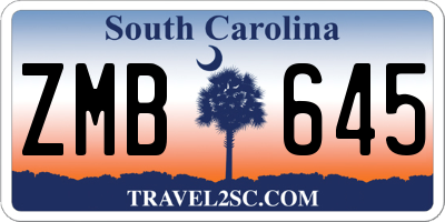 SC license plate ZMB645