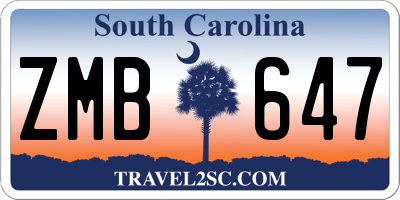 SC license plate ZMB647