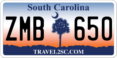 SC license plate ZMB650