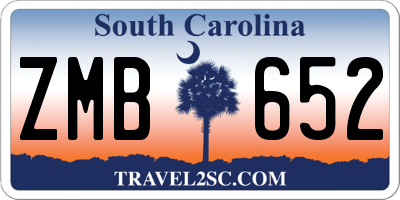 SC license plate ZMB652