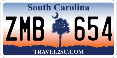 SC license plate ZMB654