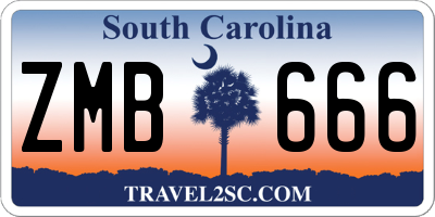 SC license plate ZMB666