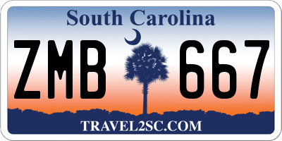 SC license plate ZMB667