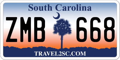 SC license plate ZMB668