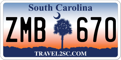 SC license plate ZMB670