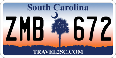 SC license plate ZMB672