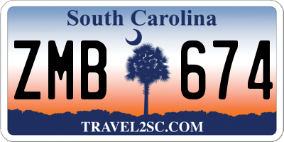 SC license plate ZMB674
