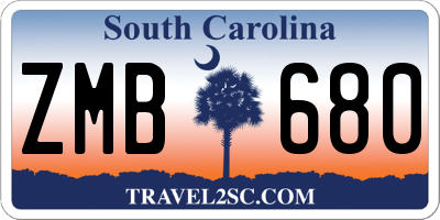 SC license plate ZMB680