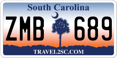 SC license plate ZMB689