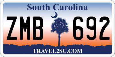 SC license plate ZMB692