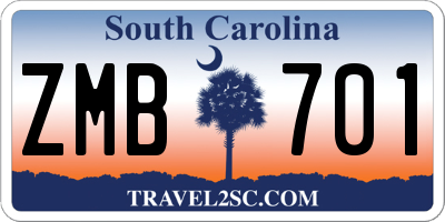 SC license plate ZMB701