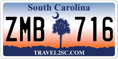 SC license plate ZMB716