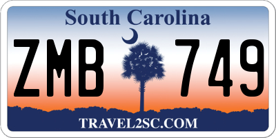 SC license plate ZMB749