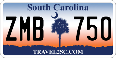 SC license plate ZMB750