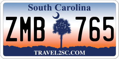 SC license plate ZMB765
