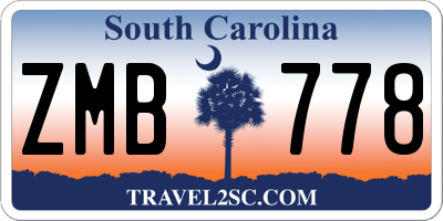 SC license plate ZMB778