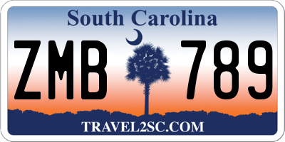SC license plate ZMB789
