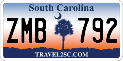 SC license plate ZMB792
