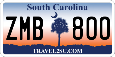 SC license plate ZMB800