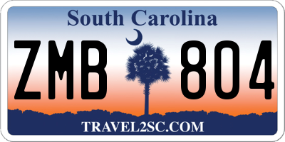 SC license plate ZMB804