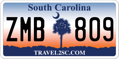 SC license plate ZMB809