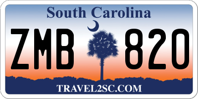 SC license plate ZMB820