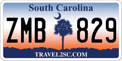 SC license plate ZMB829