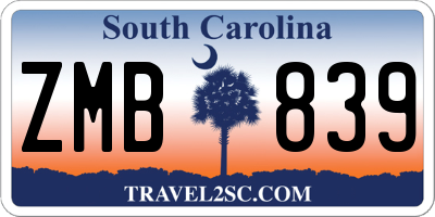 SC license plate ZMB839