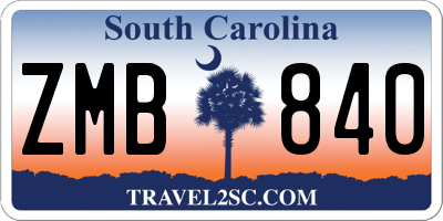 SC license plate ZMB840