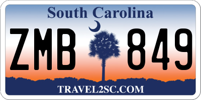 SC license plate ZMB849