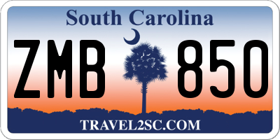 SC license plate ZMB850