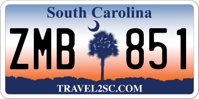 SC license plate ZMB851