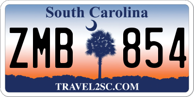 SC license plate ZMB854