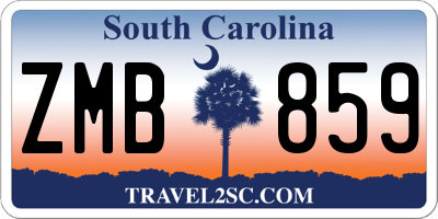 SC license plate ZMB859