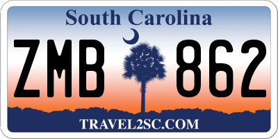 SC license plate ZMB862
