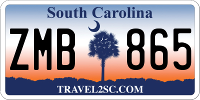 SC license plate ZMB865