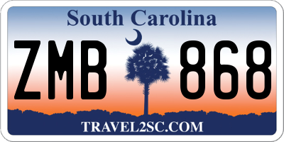 SC license plate ZMB868
