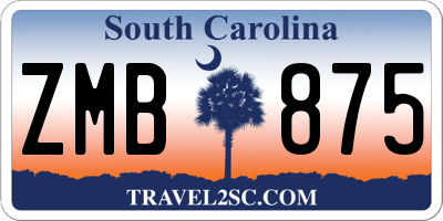 SC license plate ZMB875