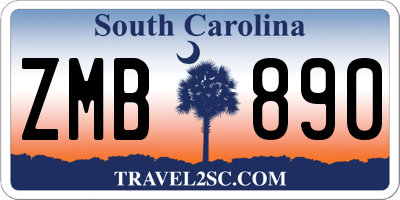 SC license plate ZMB890