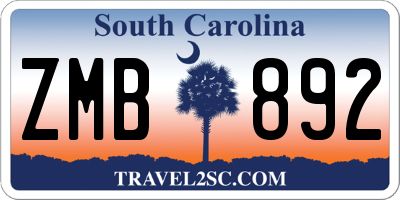 SC license plate ZMB892