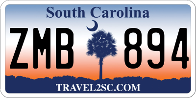 SC license plate ZMB894
