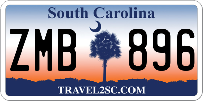 SC license plate ZMB896