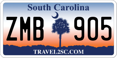 SC license plate ZMB905